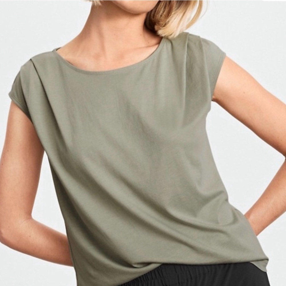 Garnet Hill Organic-Cotton/Tencel Sleeveless Pleated Top